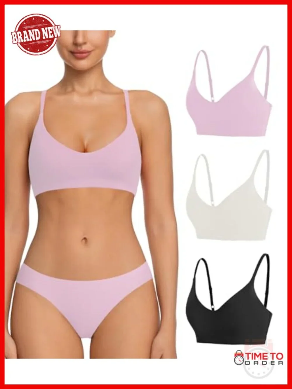 3 Pack Women's V-Neck Bralette Sleep Bra Adjustable Straps Unlined No Underwire